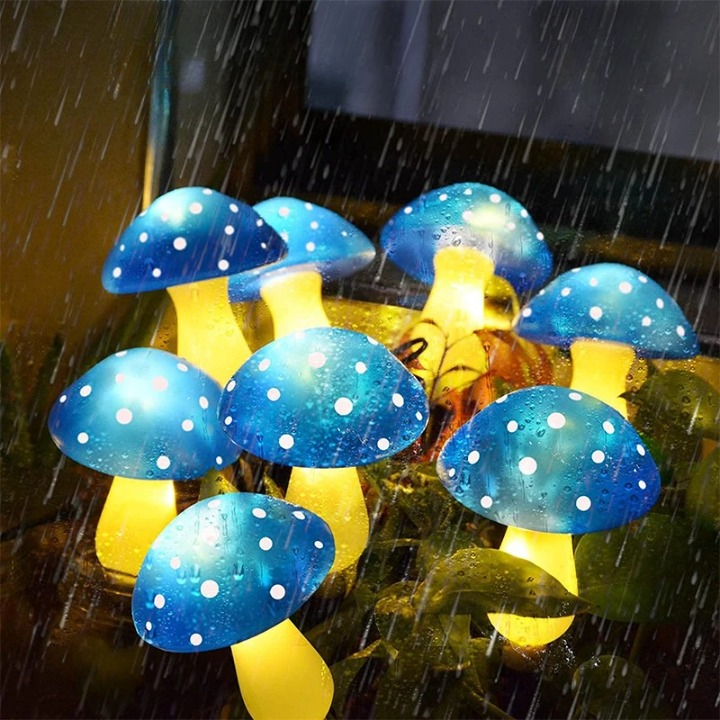 Champignon Lumineux Solaire Bleu