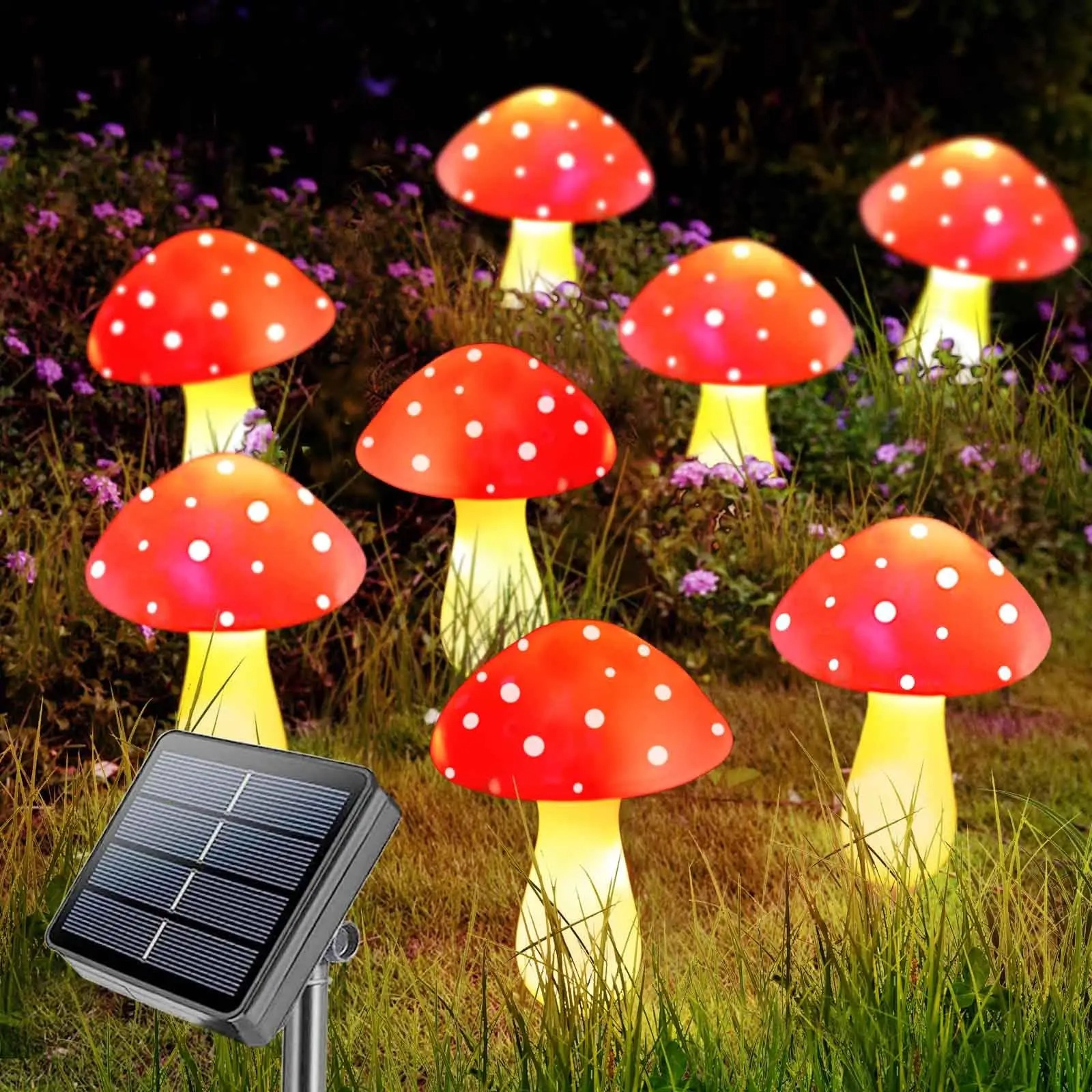 Champignon Lumineux Solaire Rouge