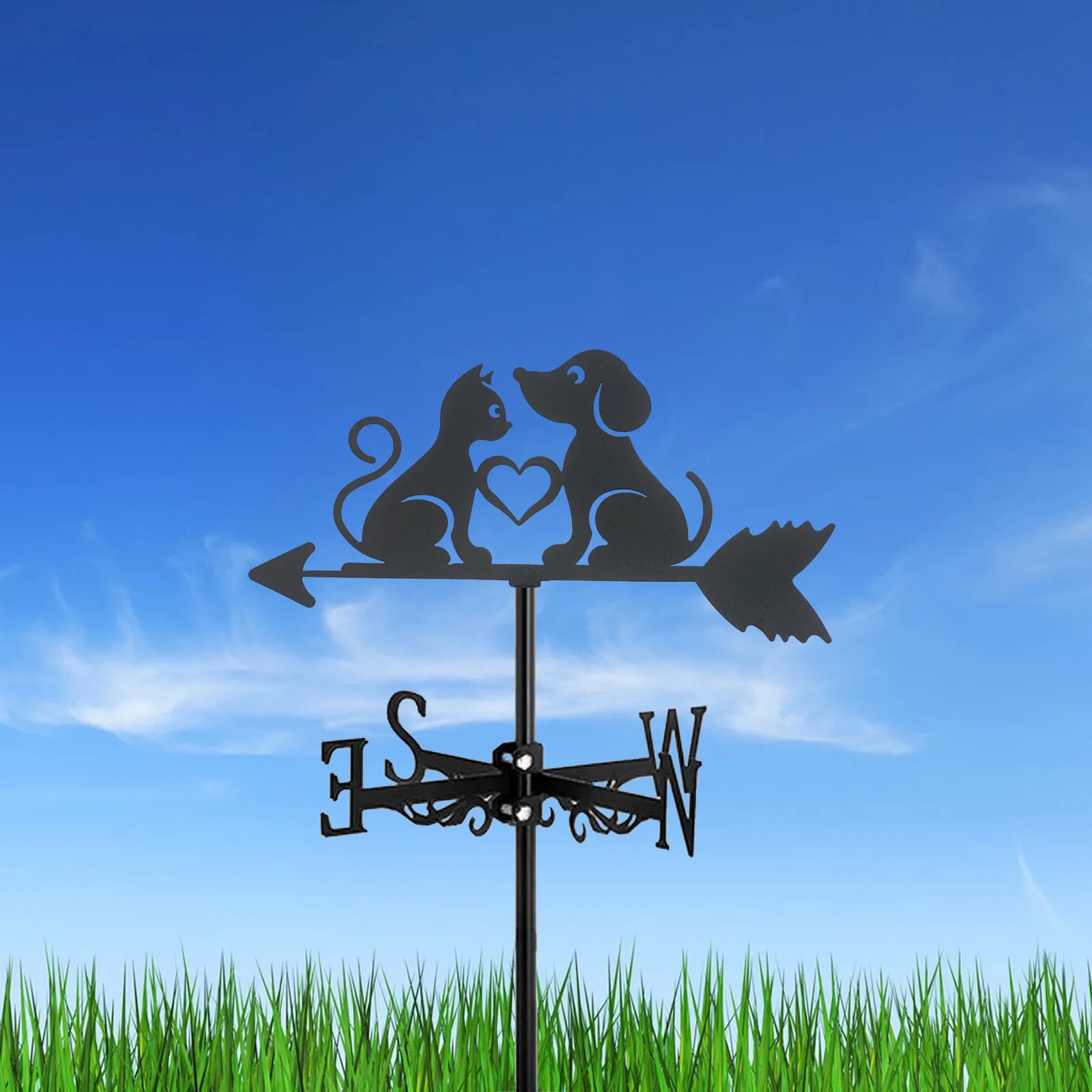 Girouette de Jardin Chien et Chat