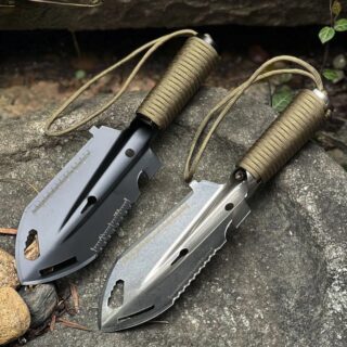 Pelle à Main en Titane Ultralégère Multi Outil Sac à Dos Truelle avec Pochette de Transport pour le Jardinage Randonnée Camping Creusage