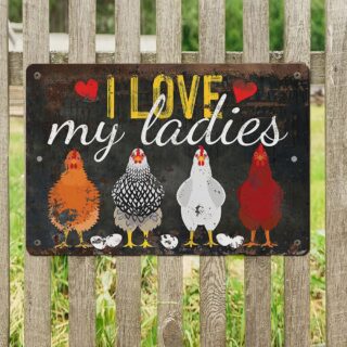 Plaque Déco Poulailler Cadeau “I love my ladies”