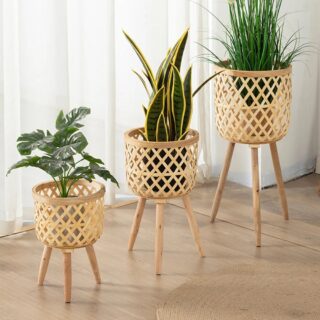 Support Pot de Fleurs en Bambou