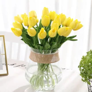 Bouquet de 31 tulipes jaunes artificielles