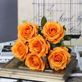 Bouquet de roses oranges artificiel