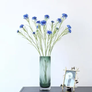 Fleur artificielle de marguerite bleue en soie