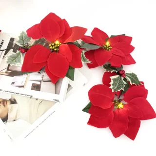 Guirlande de fleurs de Noël artificielles