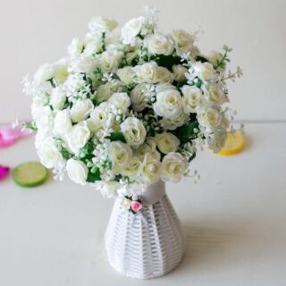 Mini Bouquet de Roses artificielles avec vase