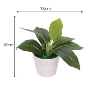 Mini plante verte artificielle avec pot blanc