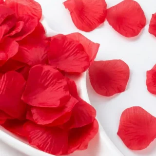 Pétales de rose rouge artificiels en plastique