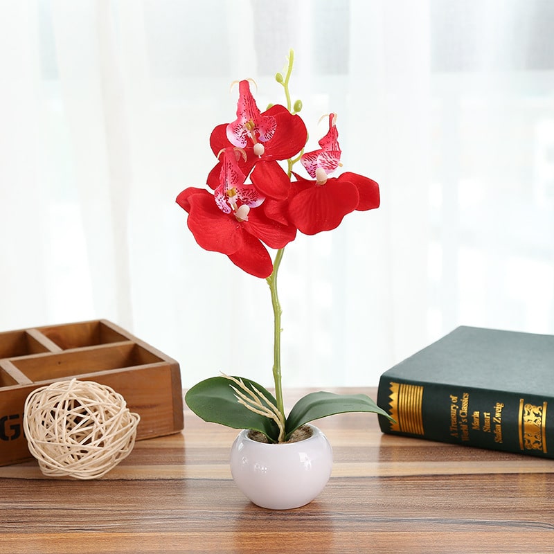 Petite fleur artificielle en pot en soie et en plastique Petite plante artificielle en pot en soie et en plastique