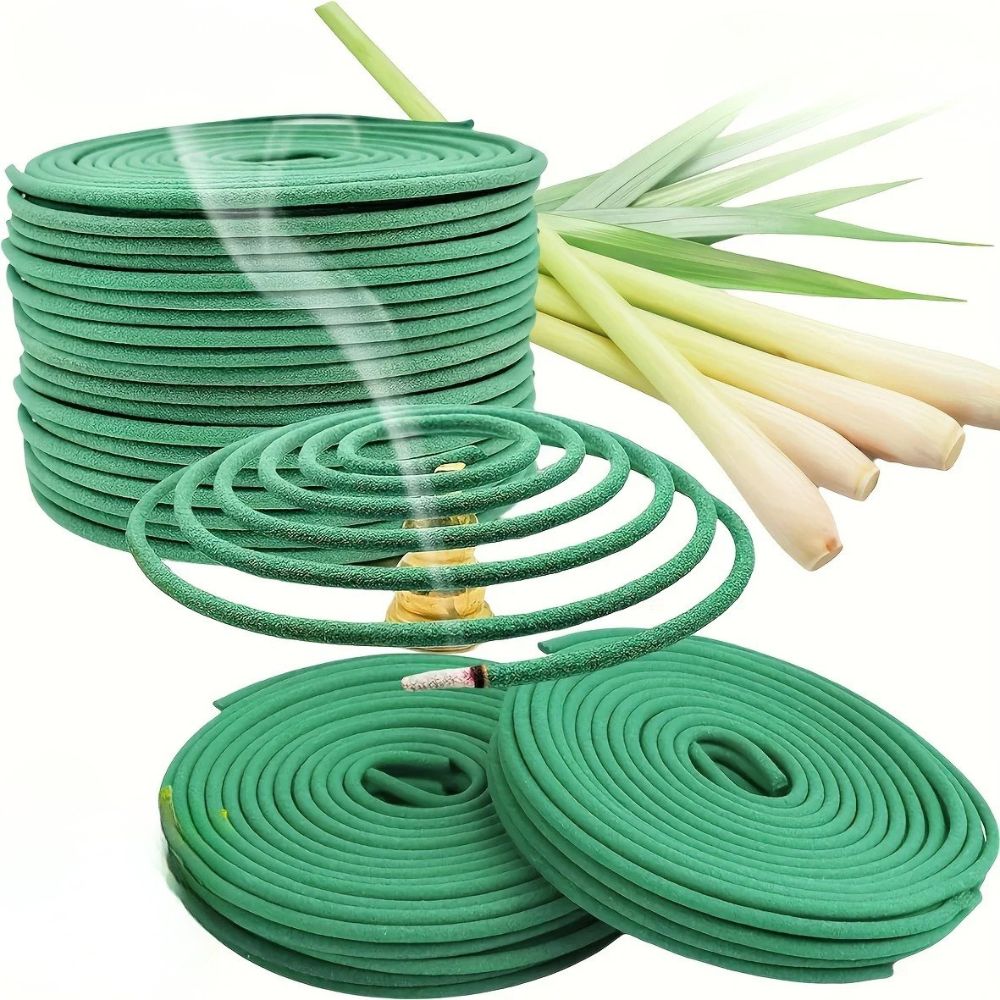 Spirale verte anti-moustique, à l'odeur de citronnelle