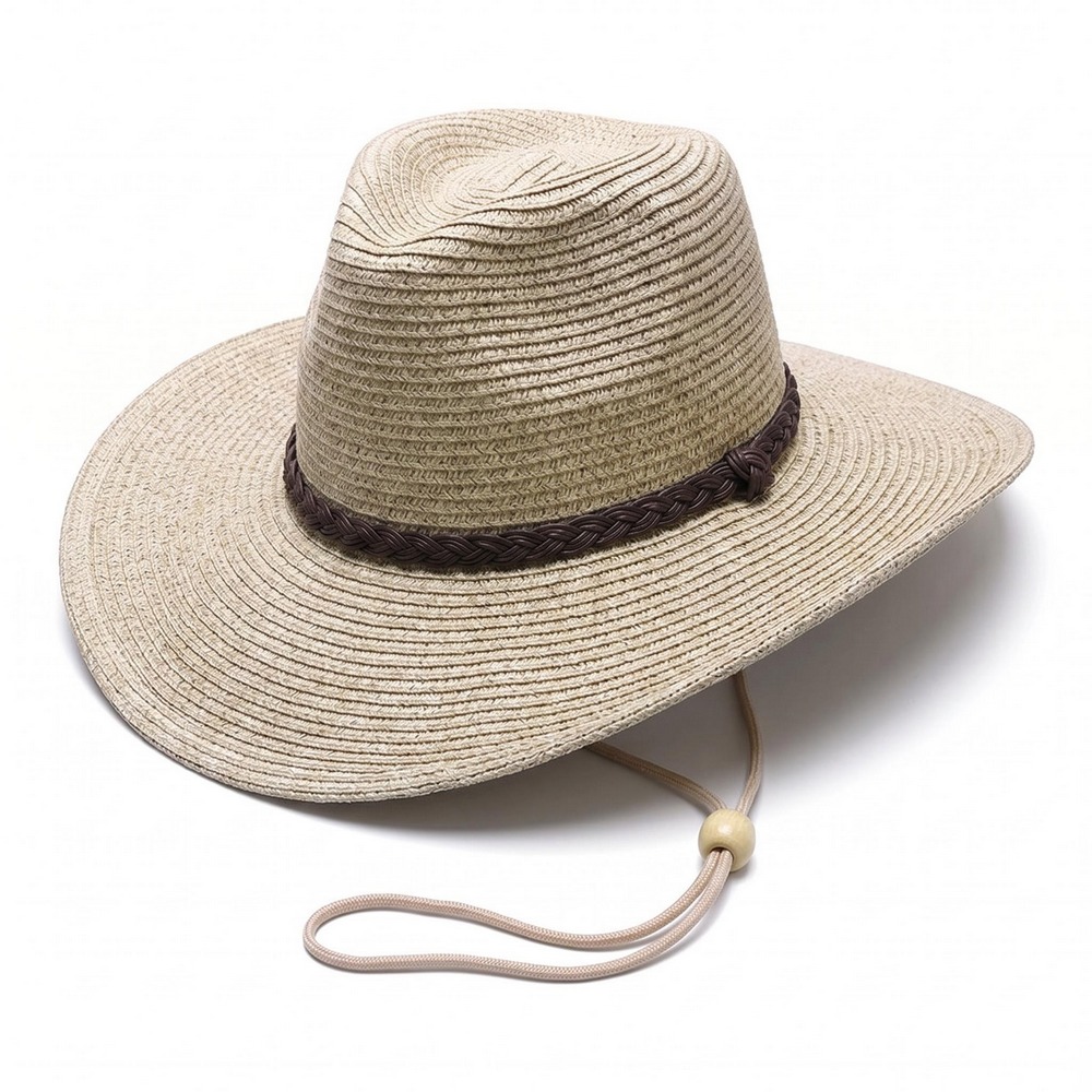 Chapeau jardinier paille homme grande taille Un chapeau jardinier paille homme grande taille, posé sur un fond blanc.